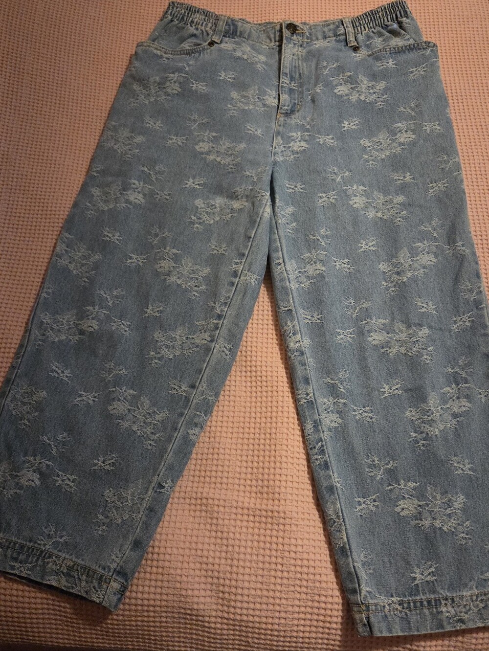 Rebecca Malone Light Blue Floral Pattern Women’s Jeans, Size 10